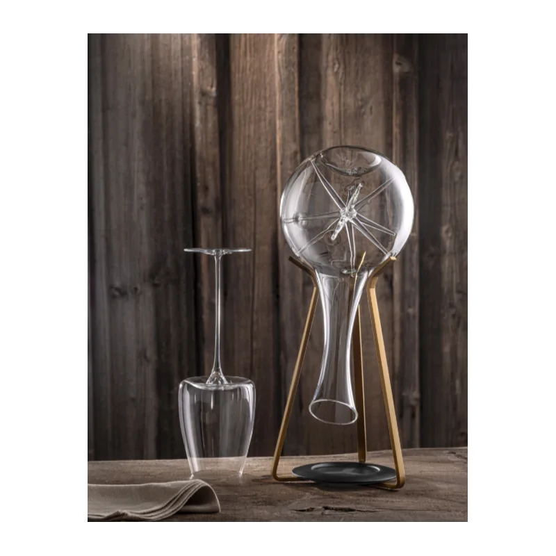 Elegant Brushed Black 18/10 Stainless Steel Decanter & Dry Rack Display - H26 cm