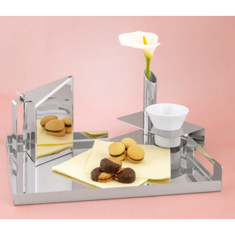 Polished Capuccino Tray With 1 Cup - 42 x 33 cm H: 5 cm