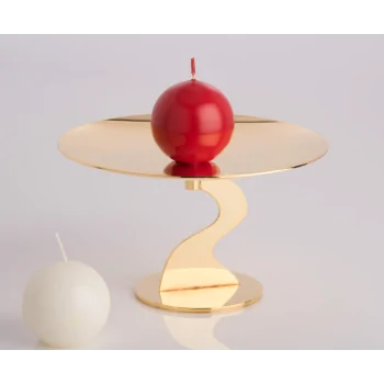 Polished Stand 1 Flat Plate - Dia: 28 cm H: 18 cm