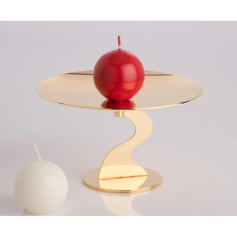 Polished Stand 1 Flat Plate - Dia: 28 cm H: 18 cm Polished Stand 1 Flat Plate - Dia: 28 cm H: 18 cm