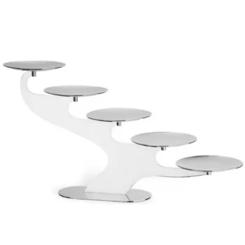 Polished Linear Stand 5 Rounded Plates - 80 x 20 cm H: 40 cm