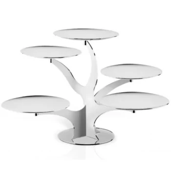 Polished Stand With 5 Branches and 5 Rounded Plates - Dia: 59 cm H: 33 cm
