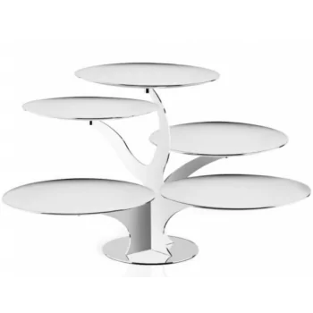 Polished Stand With 5 Branches and 5 Rounded Plates - Dia: 68 cm H: 33 cm