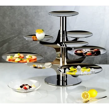 Polished Stand 7 Plates - Dia: 75 cm H: 47 cm