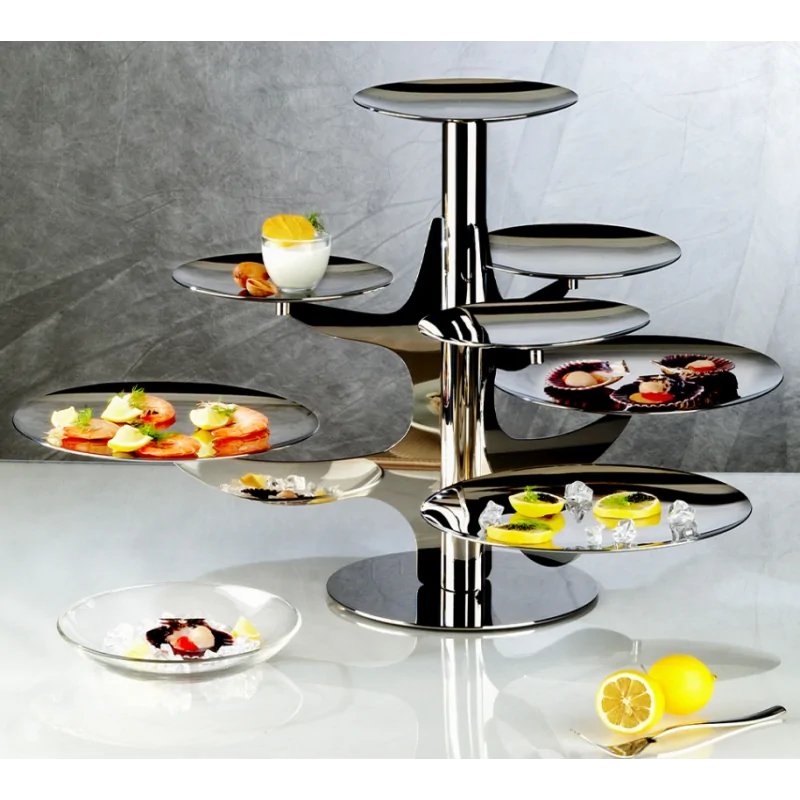 Polished Stand 7 Plates - Dia: 75 cm H: 47 cm