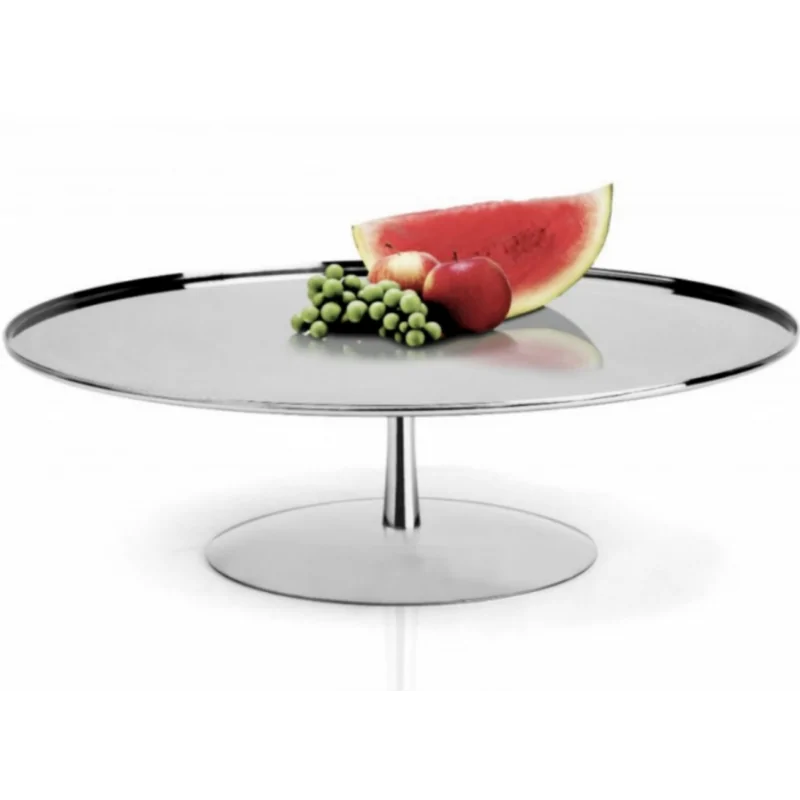 Polished Stand With 1 Plate - Dia: 40 cm H: 8 cm