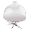 Polished Cake Stand With Glass Dome - 24 cm H: 28 cm