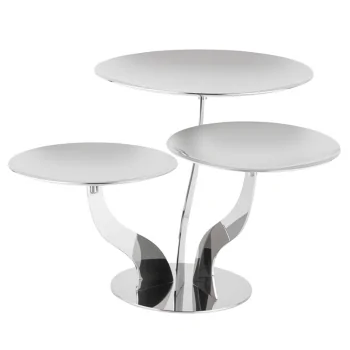 Polished Stand With 3 Rounded Plates - 46 cm H: 20 cm
