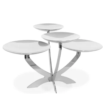 Polished Stand With 4 Curved Plated (2 Dia: 20 cm - 2 Dia: 14 cm) - 45 x 35 cm H: 28 cm
