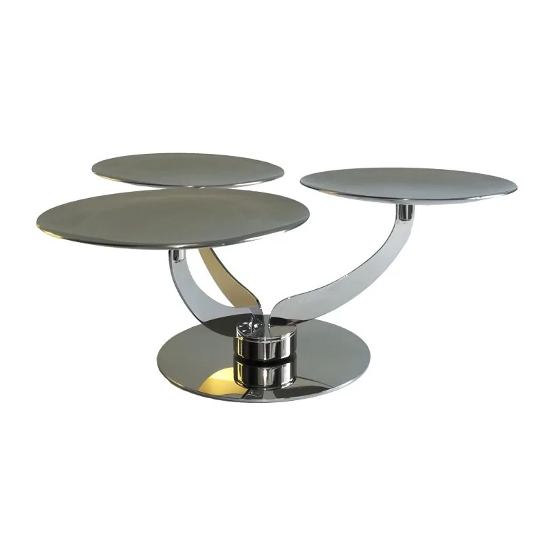 Polished Stand With 3 Rotating Plates - Dia: cm 20 - 45 x 45 cm H: 17 cm Polished Stand With 3 Rotating Plates - Dia: cm 20 - 45 x 45 cm H: 17 cm