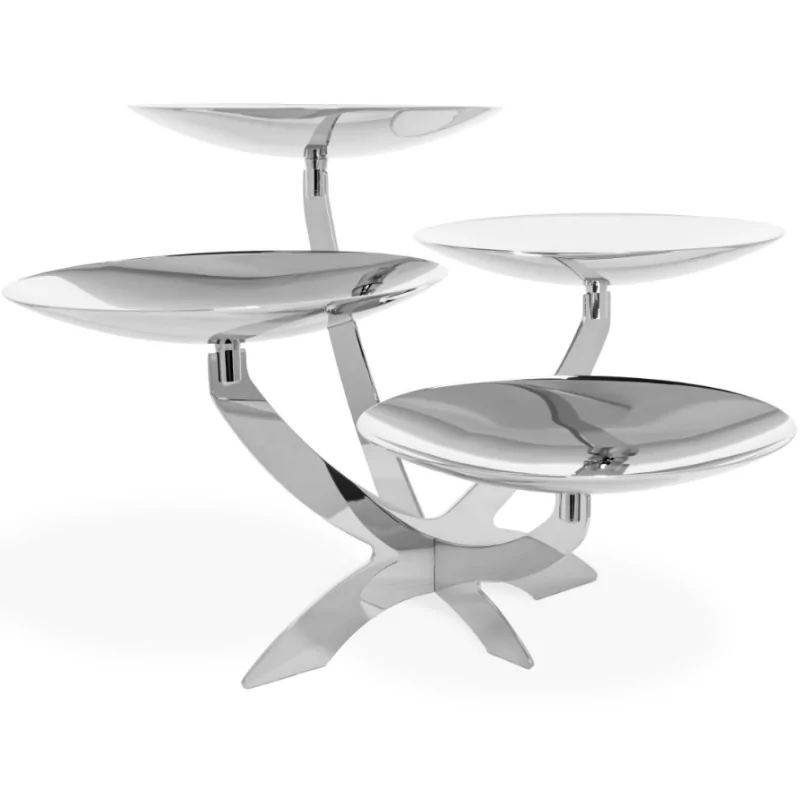 Polished Stand With 4 Curved Plated - Dia: 20 cm - 45 x 40 cm H: 28 cm Polished Stand With 4 Curved Plated - Dia: 20 cm - 45 x 40 cm H: 28 cm