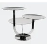 Polished Rotating Stand With 3 Curved Plate ( 1 Of Dia: 28 cm & 2 Of Dia: 20 cm) - Dia: 34 cm H: 29 cm
