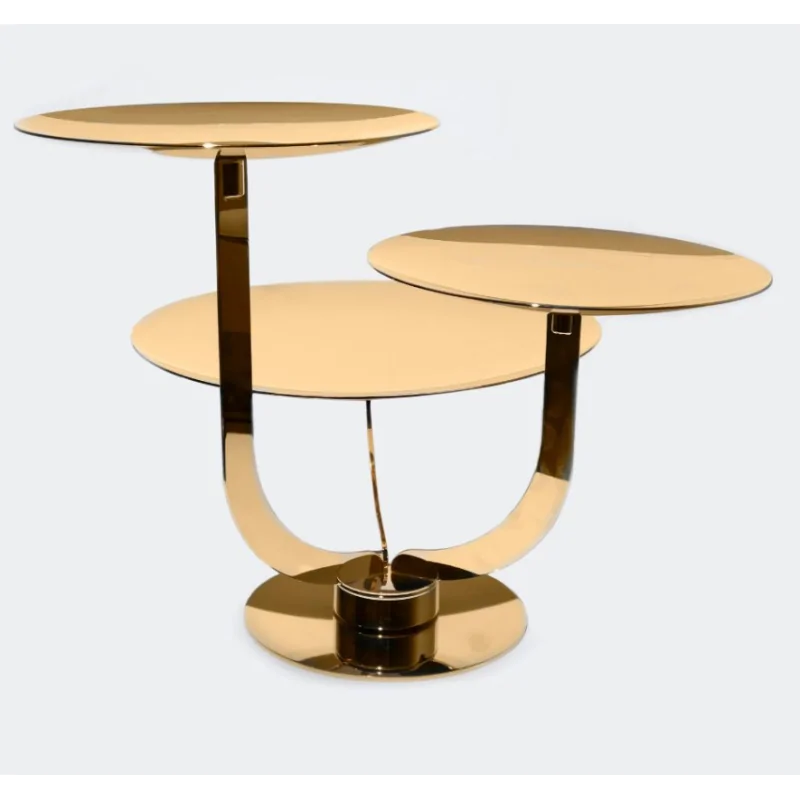 Gold Plated Rotating Stand With 3 Curved Plate ( 1 Of Dia: 28 cm & 2 Of Dia: 20 cm) - Dia: 34 cm H: 29 cm Gold Plated Rotating Stand With 3 Curved Plate ( 1 Of Dia: 28 cm & 2 Of Dia: 20 cm) - Dia: 34 cm H: 29 cm