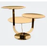 Gold Plated Rotating Stand With 3 Curved Plate ( 1 Of Dia: 28 cm & 2 Of Dia: 20 cm) - Dia: 34 cm H: 29 cm