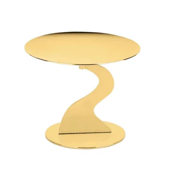 Gold Plated Stand 1 Rounded Plate - Dia: 20 cm H: 10.5 cm