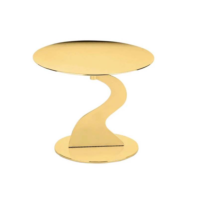 Gold Plated Stand 1 Rounded Plate - Dia: 20 cm H: 10.5 cm Gold Plated Stand 1 Rounded Plate - Dia: 20 cm H: 10.5 cm