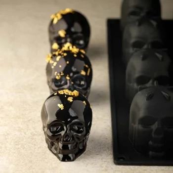 Pavoflex Professional Single Portion Silicone Mold - Skull by Fabrizio Fiorani - 50 mm x 70 mm x 60 h mm - 16 cavity - 120ml