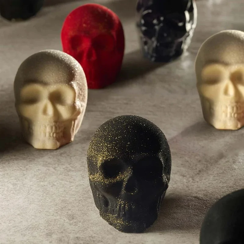 Pavoflex Professional Single Portion Silicone Mold - Skull by Fabrizio Fiorani - 50 mm x 70 mm x 60 h mm - 16 cavity - 120ml Pavoflex Professional Single Portion Silicone Mold - Skull by Fabrizio Fiorani - 50 mm x 70 mm x 60 h mm - 16 cavity - 120ml