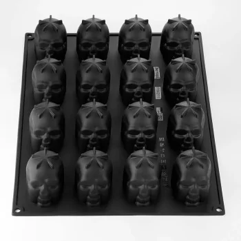 Pavoflex Professional Single Portion Silicone Mold - Skull by Fabrizio Fiorani - 50 mm x 70 mm x 60 h mm - 16 cavity - 120ml