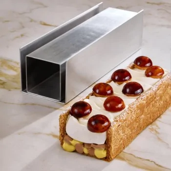 Pavoni Italia Stainless Steel Puff Pastry Cake Mould Kit - 250 mm x 76 mm x h 69 mm