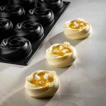 Pavoflex Professional Single Portion Silicone Mold - Karma by Francesco Boccia - ø 80 mm x 30 h mm - 12 cavity - 120ml