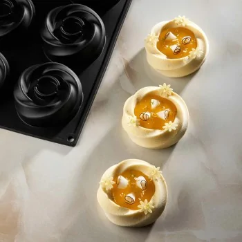 Pavoflex Professional Single Portion Silicone Mold - Karma by Francesco Boccia - ø 80 mm x 30 h mm - 12 cavity - 120ml