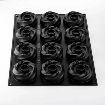 Pavoflex Professional Single Portion Silicone Mold - Karma by Francesco Boccia - ø 80 mm x 30 h mm - 12 cavity - 120ml
