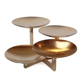 Gold Plated Stand With 4 Plates (Plate Thickness 1.5Mm) - 25 x 25 cm H: 25 cm