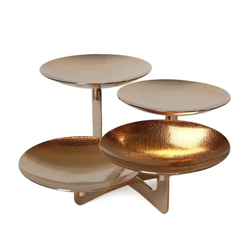Gold Plated Stand With 4 Plates (Plate Thickness 1.5Mm) - 25 x 25 cm H: 25 cm Gold Plated Stand With 4 Plates (Plate Thickness 1.5Mm) - 25 x 25 cm H: 25 cm