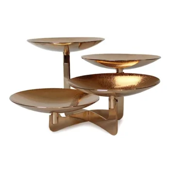 Gold Plated Stand With 4 Plates (Plate Thickness 1.5Mm) - 25 x 25 cm H: 25 cm