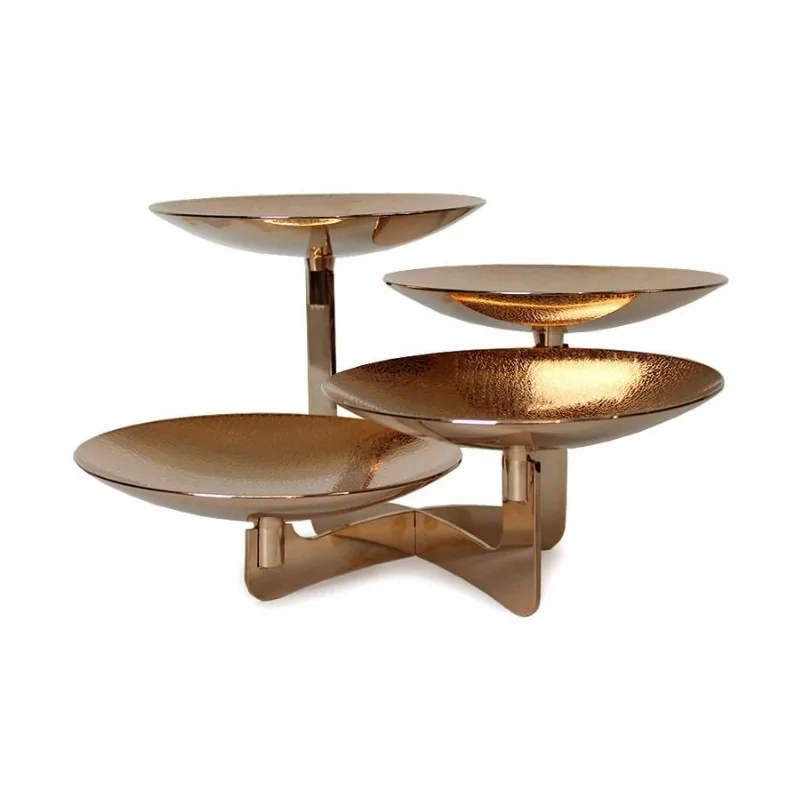Gold Plated Stand With 4 Plates (Plate Thickness 1.5Mm) - 25 x 25 cm H: 25 cm Gold Plated Stand With 4 Plates (Plate Thickness 1.5Mm) - 25 x 25 cm H: 25 cm