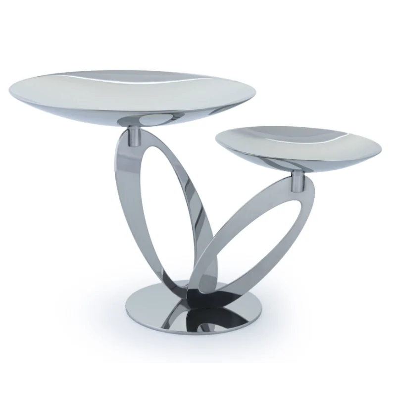 Polished Stand With 2 Plates (1 Plate Dia: 20 cm & 1 Plate Dia: 14 cm) - 35 x 20 cm H: 22 cm Polished Stand With 2 Plates (1 Plate Dia: 20 cm & 1 Plate Dia: 14 cm) - 35 x 20 cm H: 22 cm