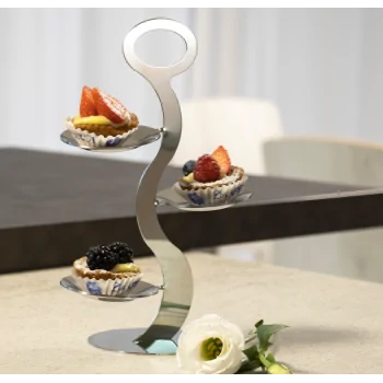 Polished Stand With 3 Small Plates - 15 x 9 cm H: 23 cm