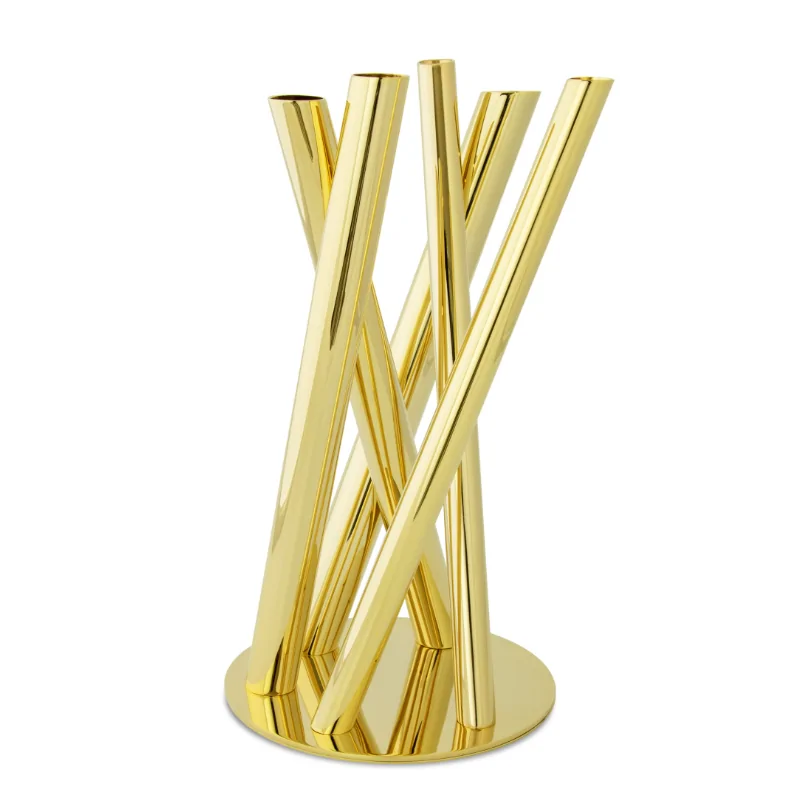 Gold Flower Vase - 23 x 17.5 cm H: 34 cm