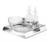 Polished Salad Tray With Glass Cruets and Bowl and Plexiglass Salt and Pepper - 30 x 30 cm H: 4 cm