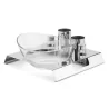 Polished Salad Tray With Glass Bowl, Steel Holders and Plexiglass Salt and Pepper - 30 x 30 cm H: 4 cm