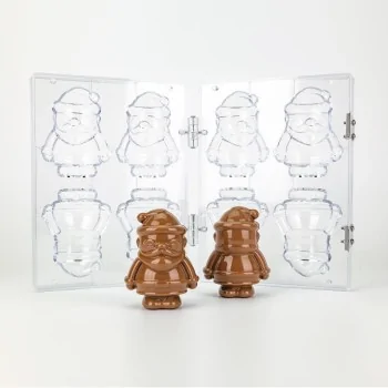Professional Polycarbonate Klaus Christmas Chocolate Mold - 85 mm x 62 mm x h 110 mm - 90gr - 8 Cavity -Pack of 2