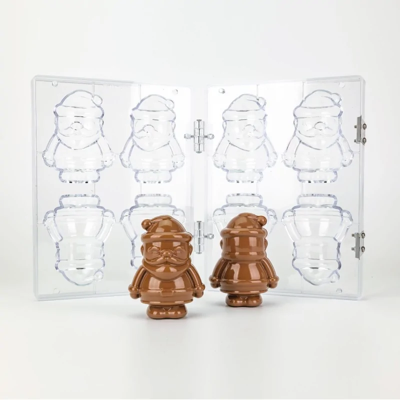 Professional Polycarbonate Klaus Christmas Chocolate Mold - 85 mm x 62 mm x h 110 mm - 90gr - 8 Cavity -Pack of 2