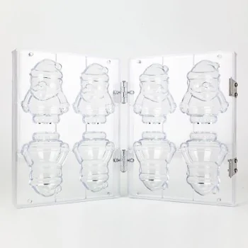 Professional Polycarbonate Klaus Christmas Chocolate Mold - 85 mm x 62 mm x h 110 mm - 90gr - 8 Cavity -Pack of 2