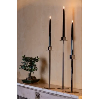 Polished 1 Flame Candleholder - 9 x 9 cm H: 33 cm