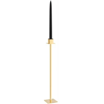 Gold Plated 1 Flame Candleholder - 9 x 9 cm H: 43 cm