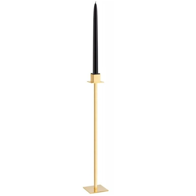 Gold Plated 1 Flame Candleholder - 9 x 9 cm H: 43 cm Gold Plated 1 Flame Candleholder - 9 x 9 cm H: 43 cm