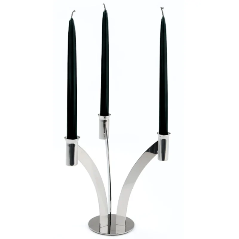 Polished 3 Flame Candleholder - Dia: 25 cm H: 25 cm Polished 3 Flame Candleholder - Dia: 25 cm H: 25 cm