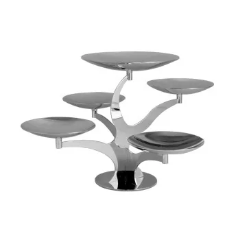 Polished Stand With 5 Rounded Plates (4 Plates Dia: 14 cm & 1 Plate Dia: 20 cm) - Dia: 44 cm H: 25 cm
