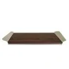 Polished Stainless Steel Tray With Canaletto Walnut Wood - 55 x 26 cm H: 5 cm