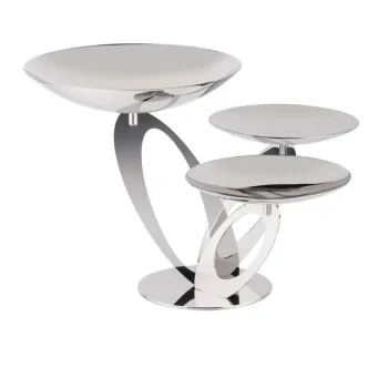 Polished Stand With 3 Rounded Plates - 46 cm H: 30 cm