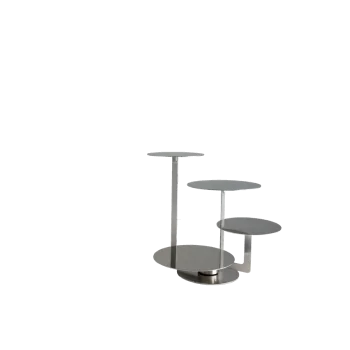 Polished Stand With (2 Flat Plates - Dia: 17 cm & 2 Plates - Dia: 22 cm) - 34 x 36 cm H: 31 cm