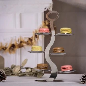 Polished Stand With 6 Small Plates - Dia: 21 cm H: 28 cm