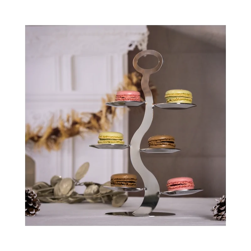 Polished Stand With 6 Small Plates - Dia: 21 cm H: 28 cm