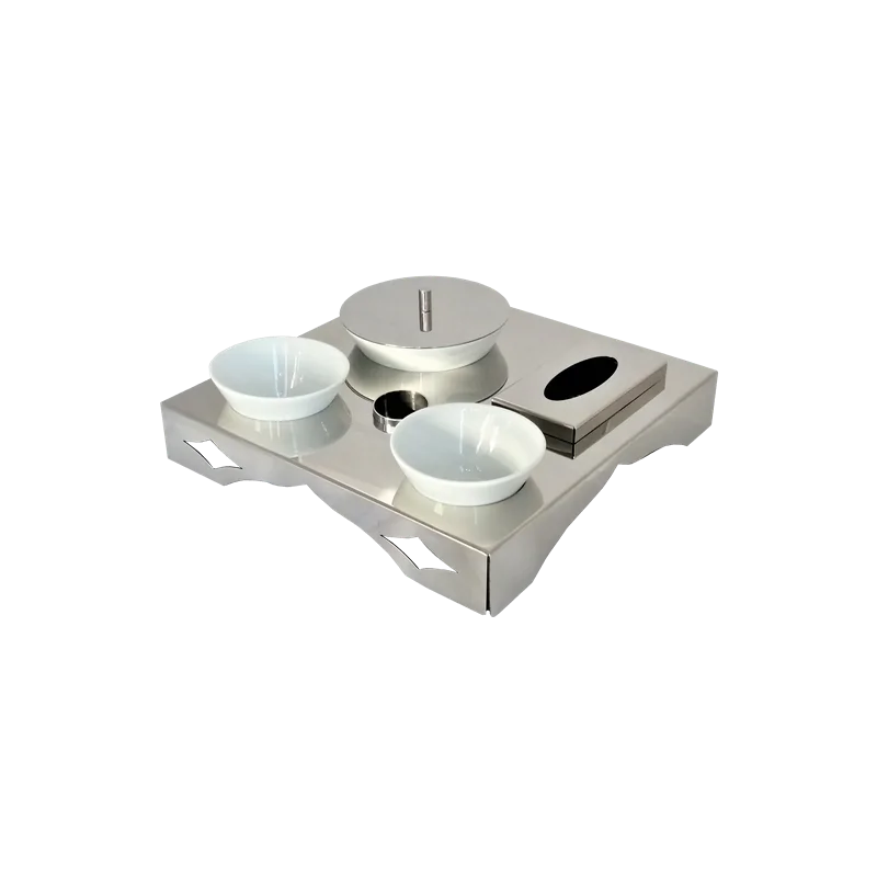 Polished Concept Tray With 1 Ceramic Cup - Dia: 16 cm & 2 Ceramic Cups - Dia: 11 cm - 35 x 35 cm H: 6 cm Polished Concept Tray With 1 Ceramic Cup - Dia: 16 cm & 2 Ceramic Cups - Dia: 11 cm - 35 x 35 cm H: 6 cm
